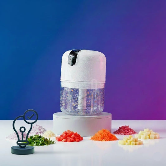 FastMói - Mini Processador Elétrico 3 Lâminas, Tritura Tudo em Segundos!