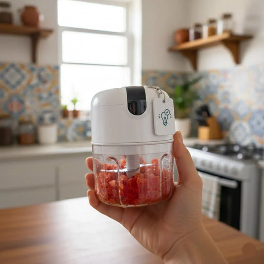 FastMói - Mini Processador Elétrico 3 Lâminas, Tritura Tudo em Segundos!