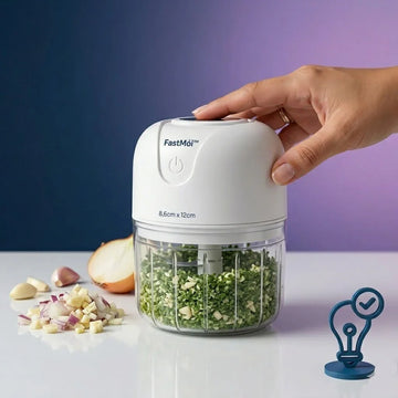 FastMói - Mini Processador Elétrico 3 Lâminas, Tritura Tudo em Segundos!