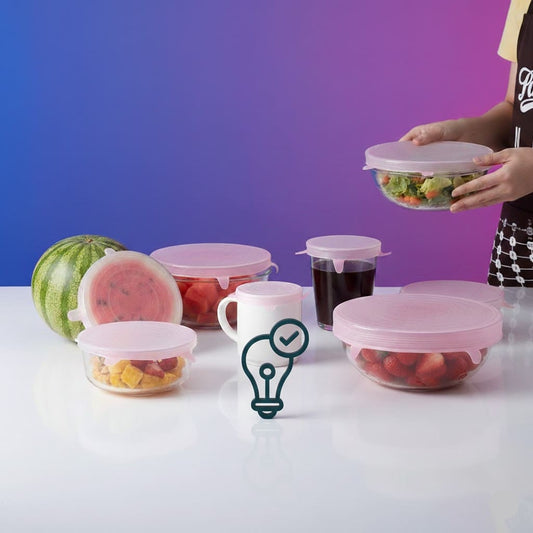 FlexSelo - Tampas de Silicone Auto Adaptadoras Reutilizáveis - 6 unidades (ESGOTADO)